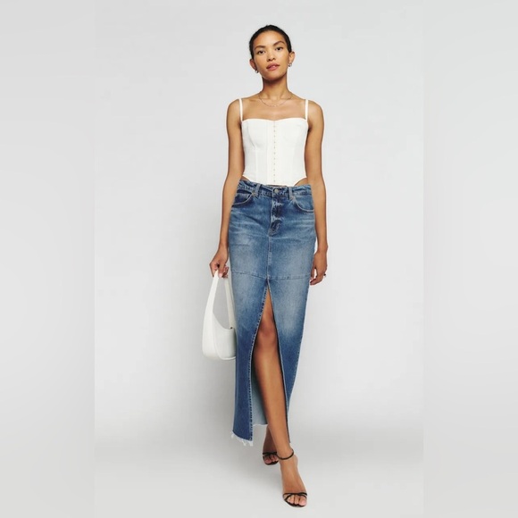 NWT Reformation Tazz Denim Maxi Skirt Size 26